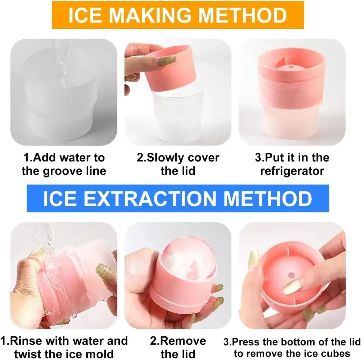 1-20PCS Large Ice Ball Mold Silicone Whiskey Ice Maker for Cocktails Durable round Ice Cube Tray Home Bar Accessories